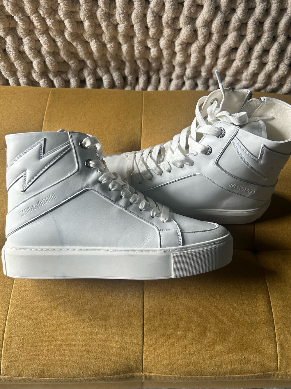 Zadig & Voltaire White Leather High-Top Sneakers